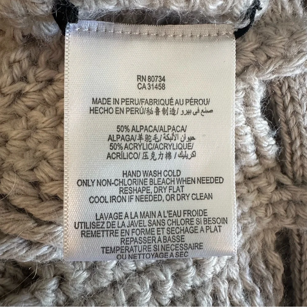 BCBG Alpaca Open Knit Tunic Sweater, Grey - Size XS.